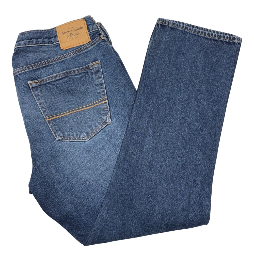 Abercrombie & Fitch Mens Straight Leg Jeans Medium Wash‎ Blue 36x30 1E5387